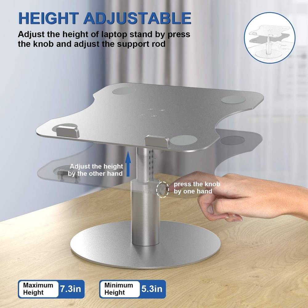 Adjustable Laptop Stand, Aluminum Laptop Riser, Multi-Angle Height Adjustable...