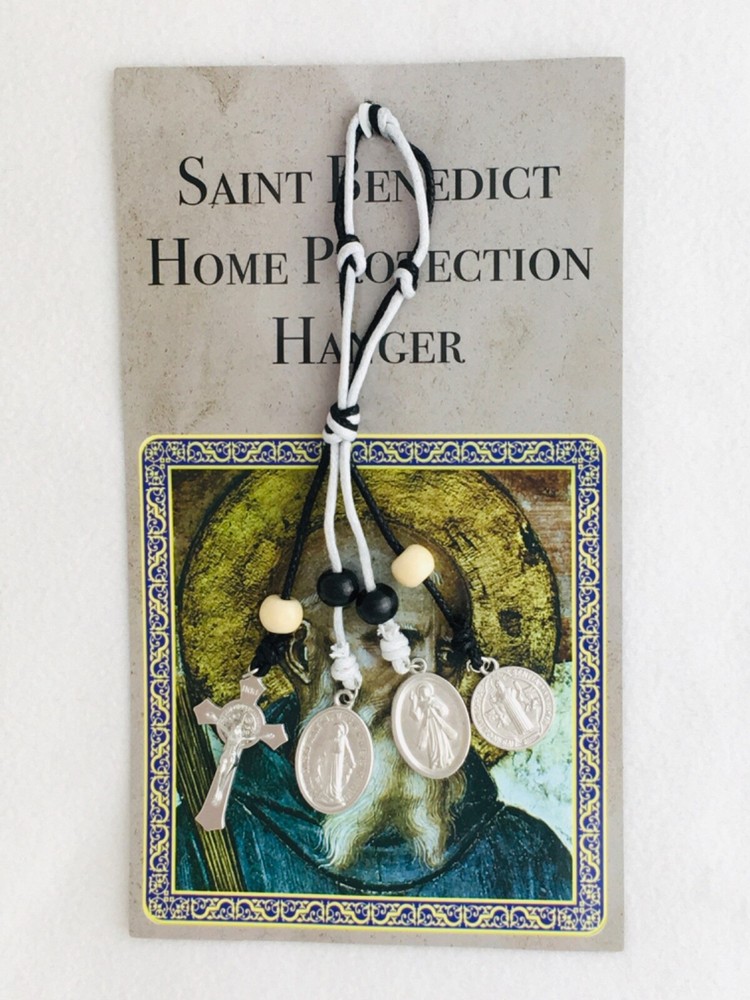 ST BENEDICT HOME PROTECTION HANGER Catholic Miraculous Medal Divine Mercy NEW