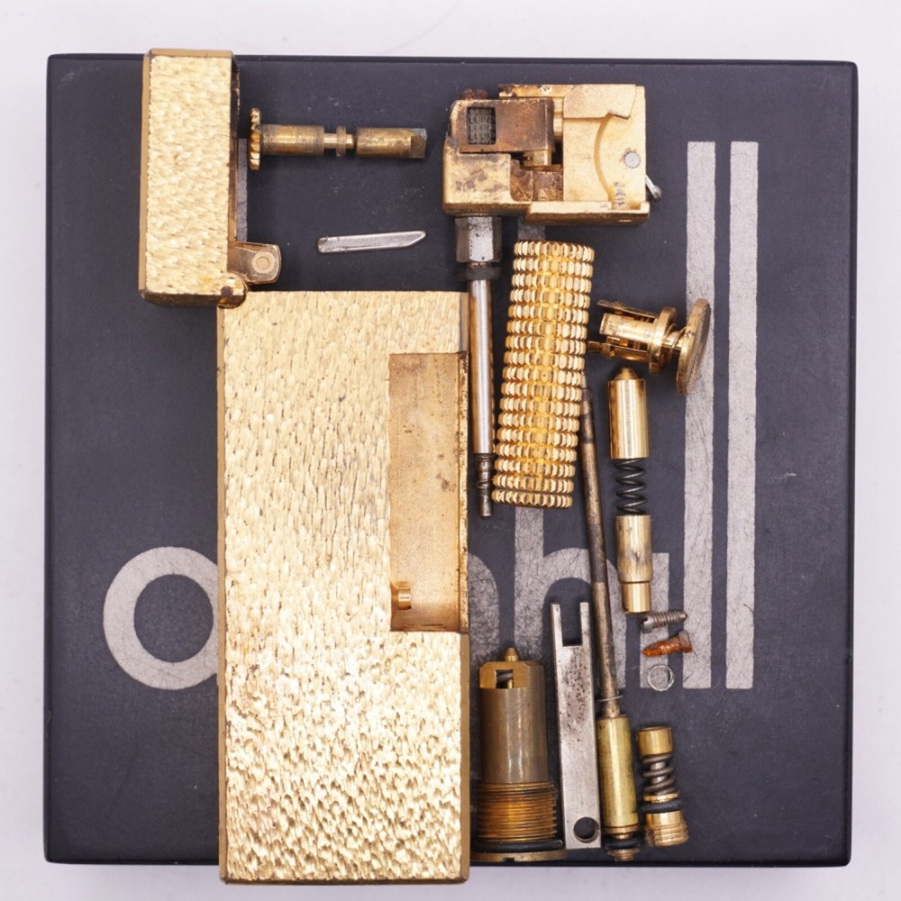 Dunhill Roller Gas Lighter Gold Sand Pattern-Ultrasonically cleaned_Working