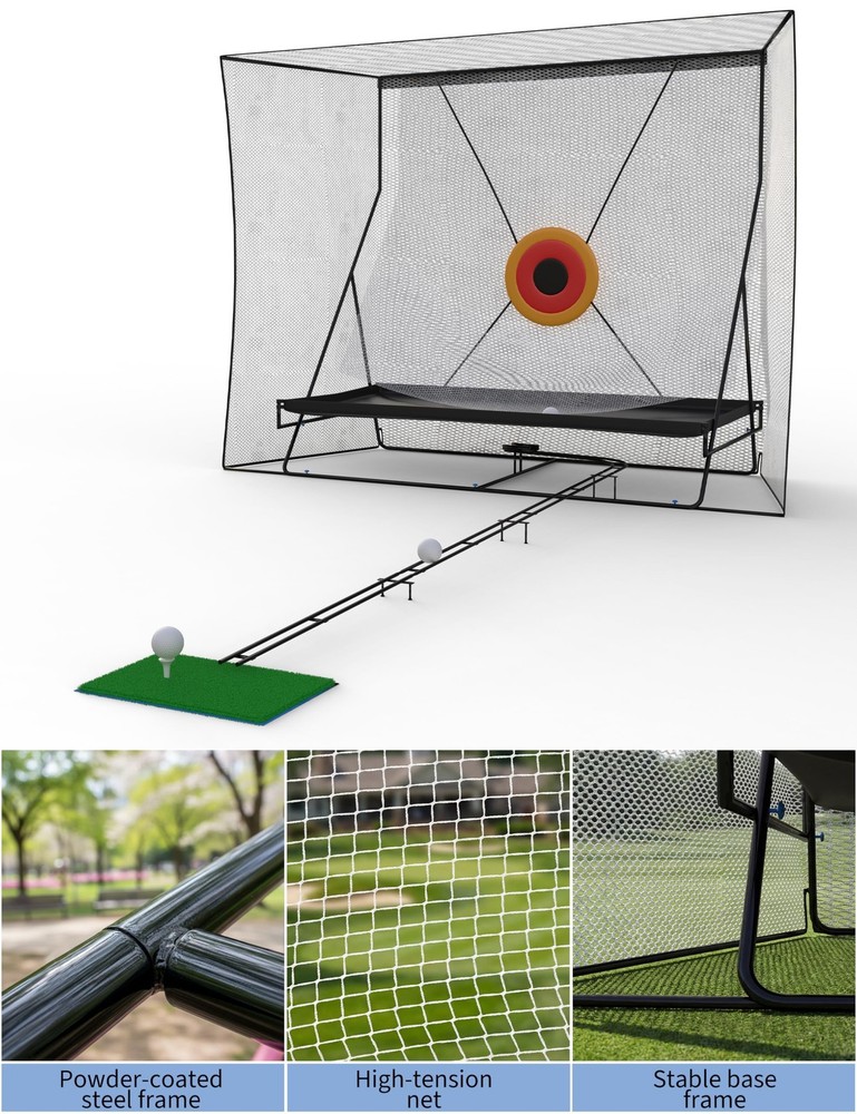 ✨10x8Ft Golf Practice Net w/ Targets, Return Trajectory Swing Training Net Impac