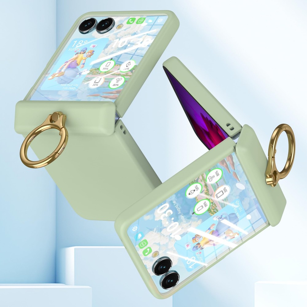 DAKORIE Galaxy Z Flip 7 Case Shockproof Ring Kickstand Screen Protector Green