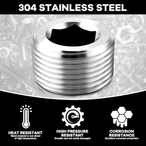 Stainless Steel Internal Hex Countersunk Male Thread Pipe Plug 3/8"（5 pcs)