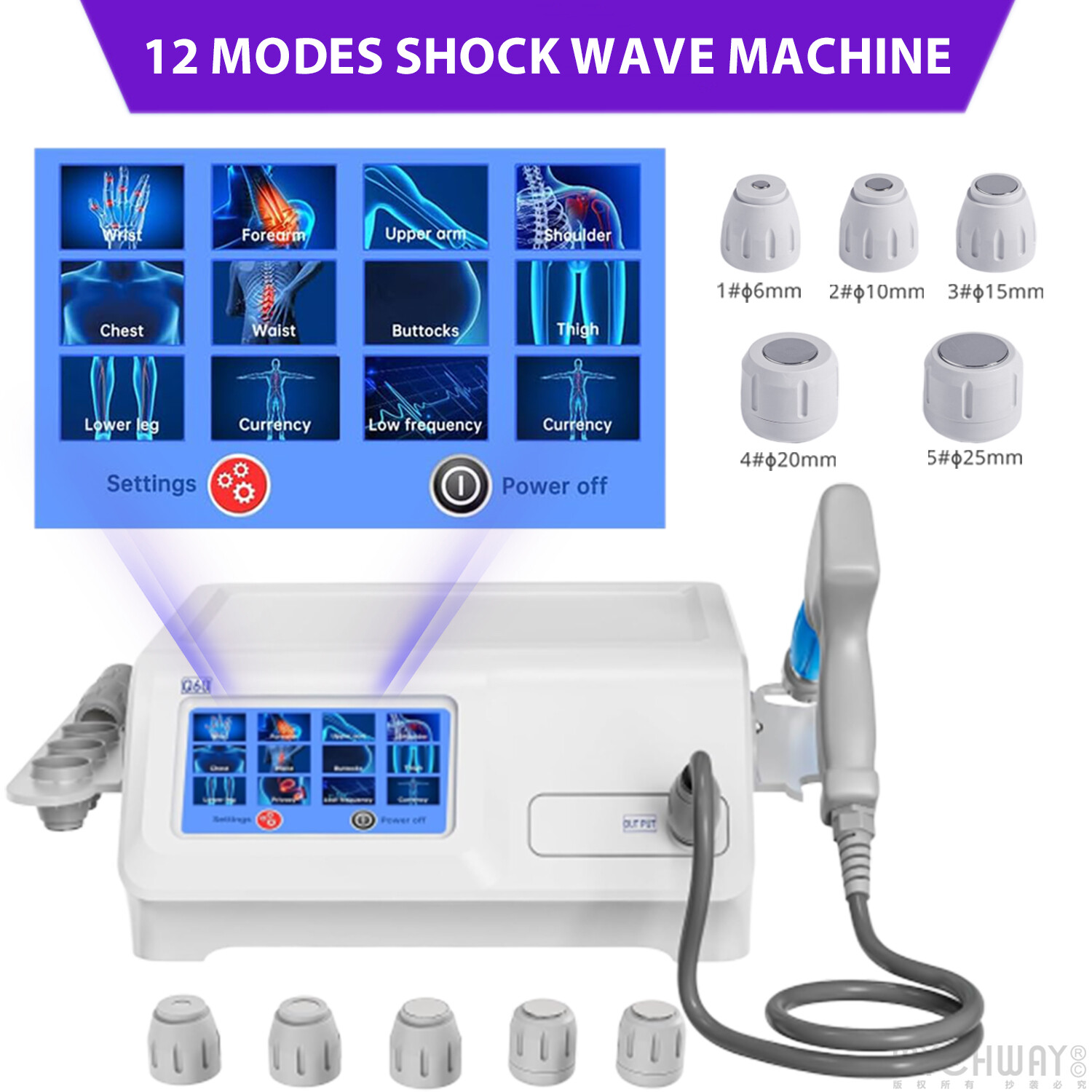 8 Bar ESWT Pneumatic ED Shockwave Therapy Machine Pain Relief ED Treatment