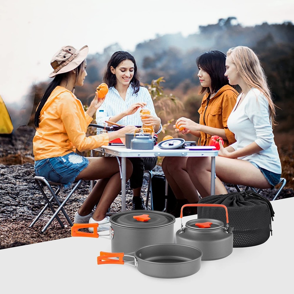 YETO Camping Cookware Set Hard-Anodized Aluminum Foldable Backpacking Camping...