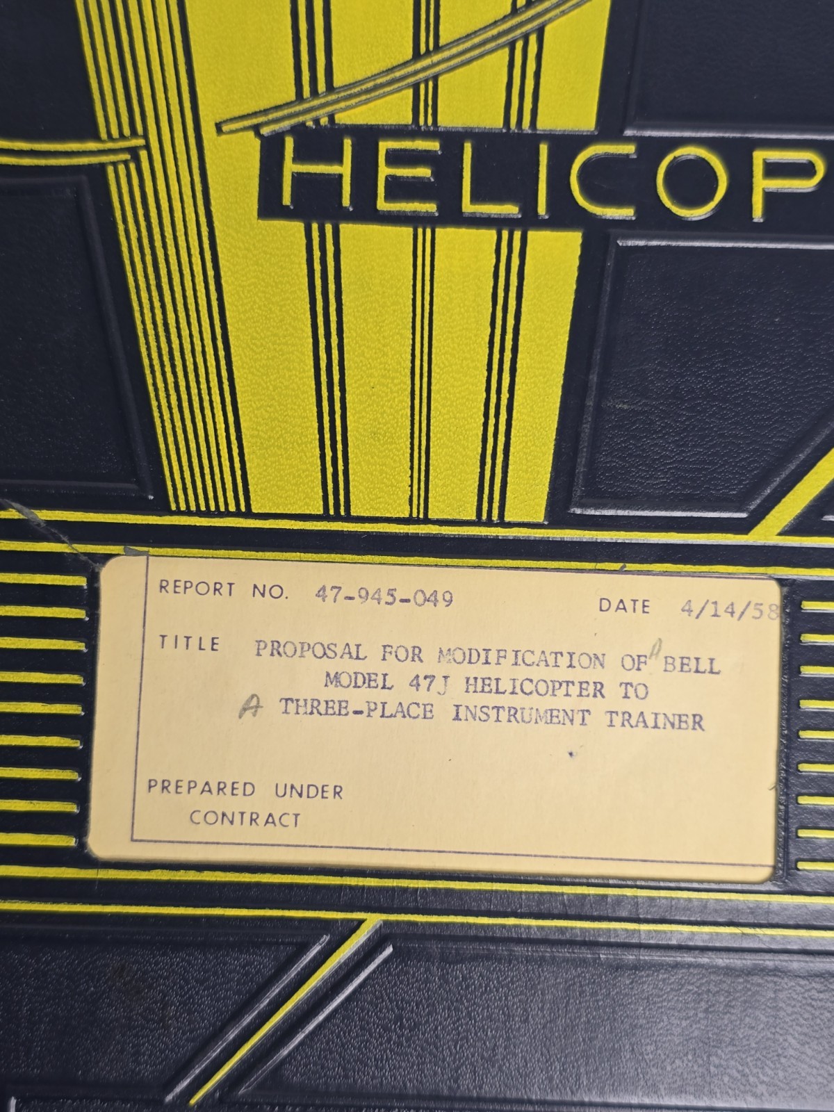 Rare 1958 Bell Helicopter Proposal Report 47-945-049 Jeffrey Evans Archive
