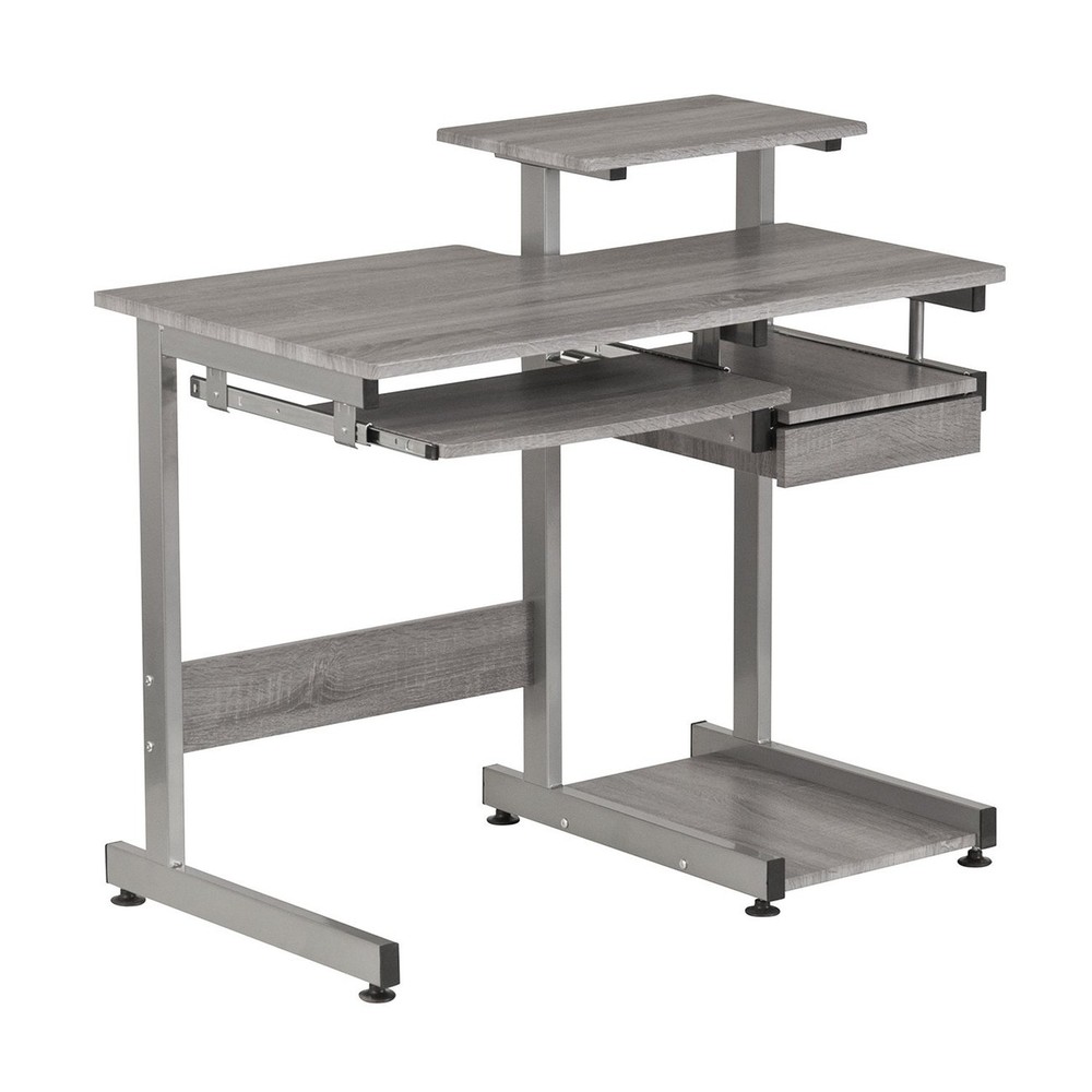 Techni Mobili Complete Computer Workstation Desk, Gray, 37.75" W x 22" D x 35...