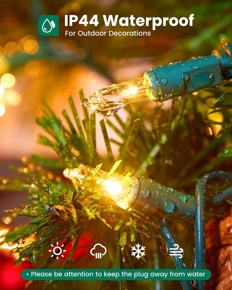 Minetom Clear Christmas String Lights 100 Count 100 Count, Warm White