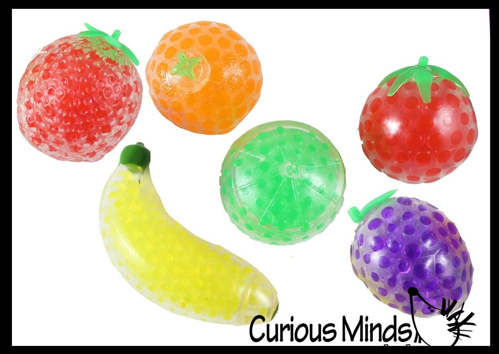 6 Fruit Squeezy Bead Filled Squeeze Stress Ball