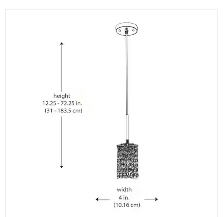 1-Light Polished Chrome Halogen Hanging Mini Kitchen Pendant Light with round Cr