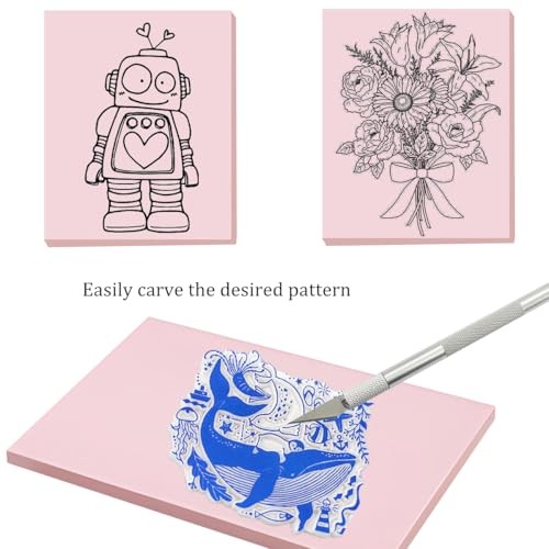 5 Pack Rectangular Rubber Stamp Carving 4x6 Linoleum Blocks for Printmaking