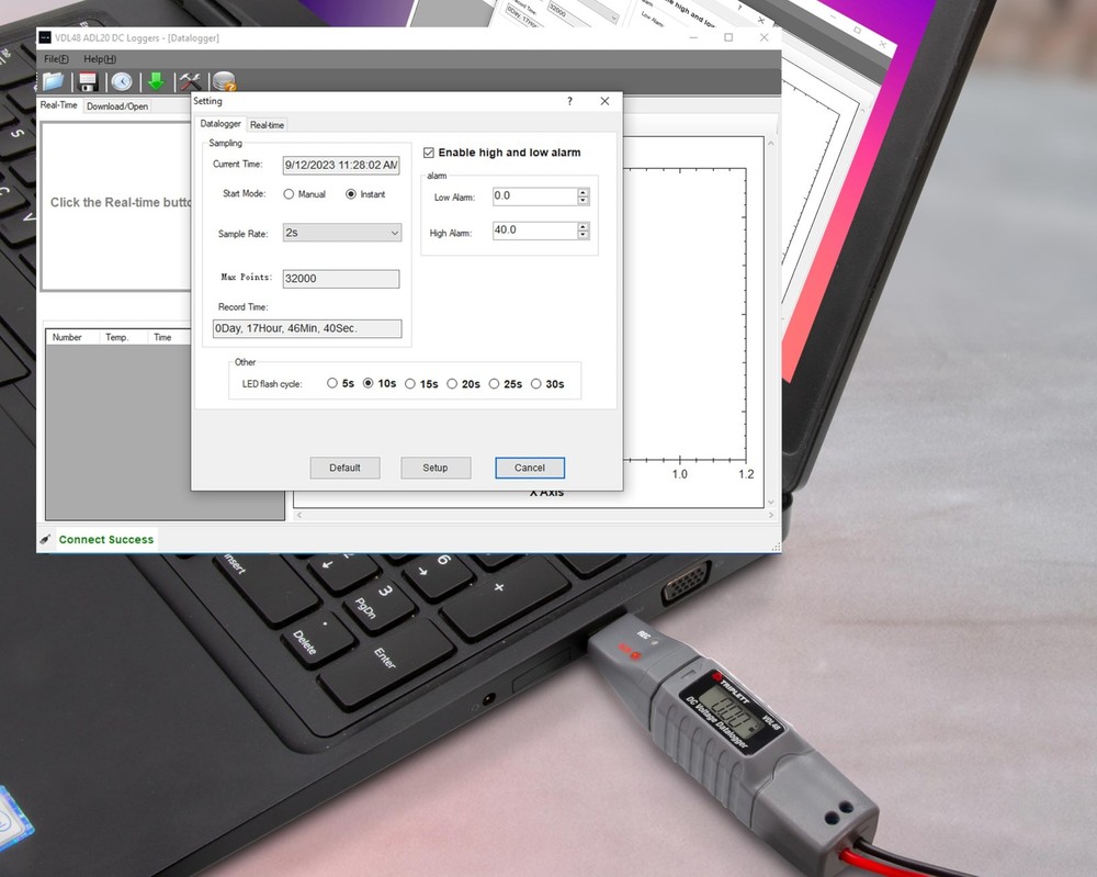 VDL48 DC Voltage USB Datalogger - Monitors Single Channel DC Voltage (48V max)