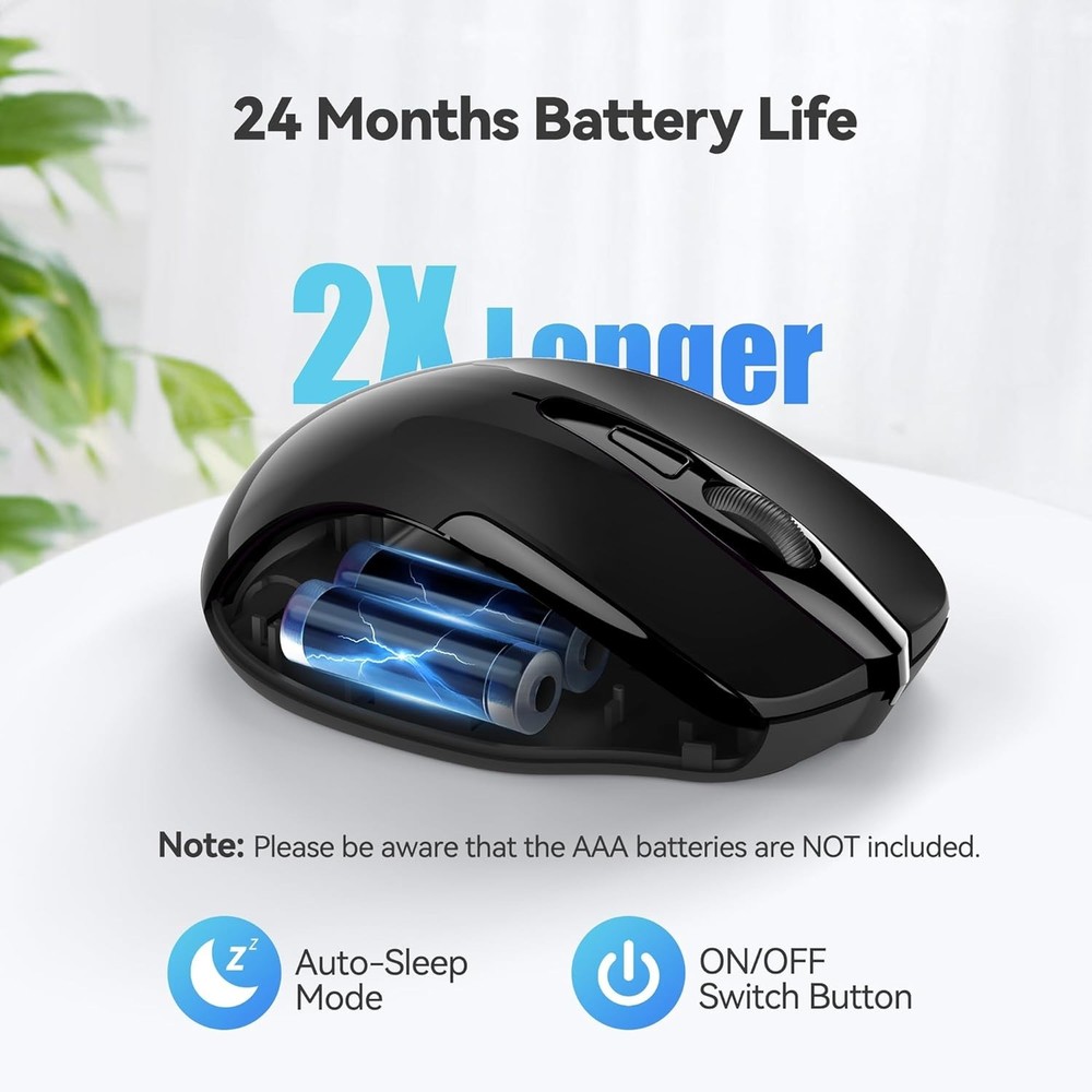 Wireless Ergonomic Mouse with 2.4G Connection and 24- Battery Life