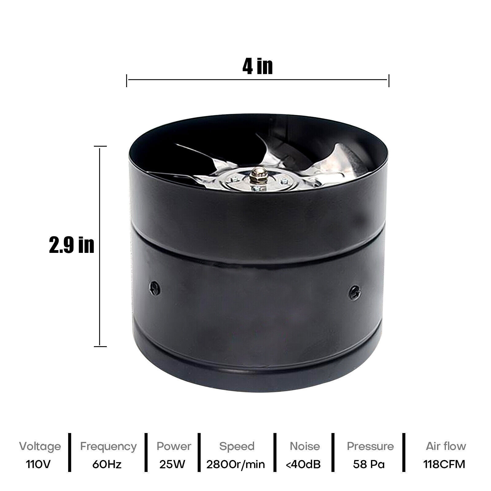 6/7/8/10" Booster Fan Inline Duct Vent Blower Exhaust Ducting Cooling Vent 110V