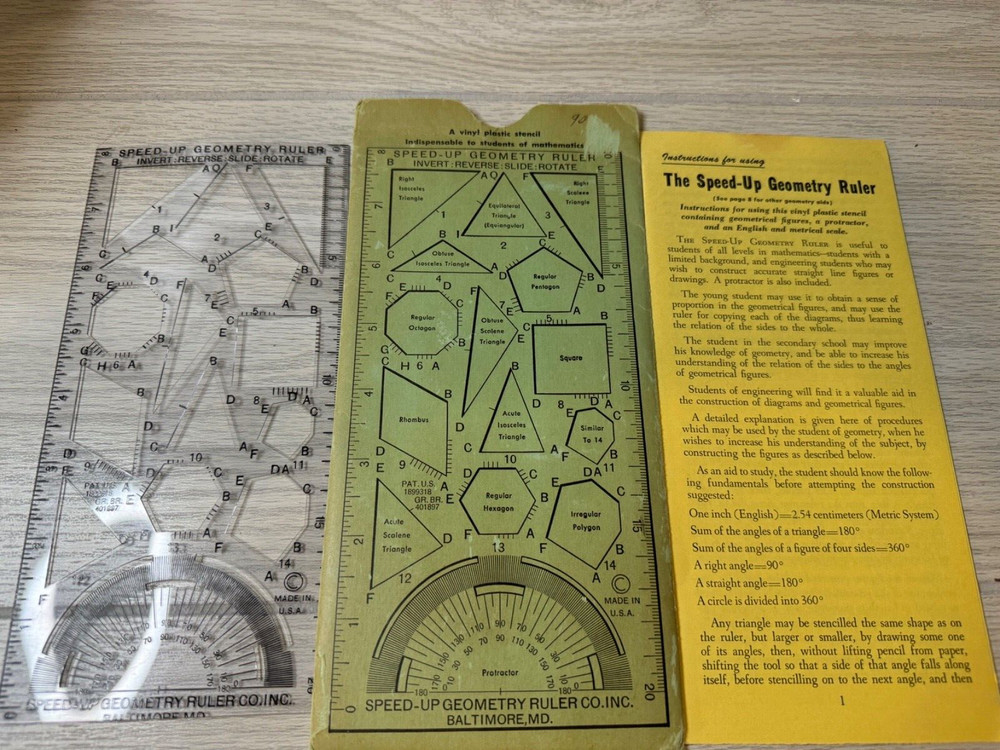 The Speed-Up Geometry Ruler with Booklet & Sleeve Insert