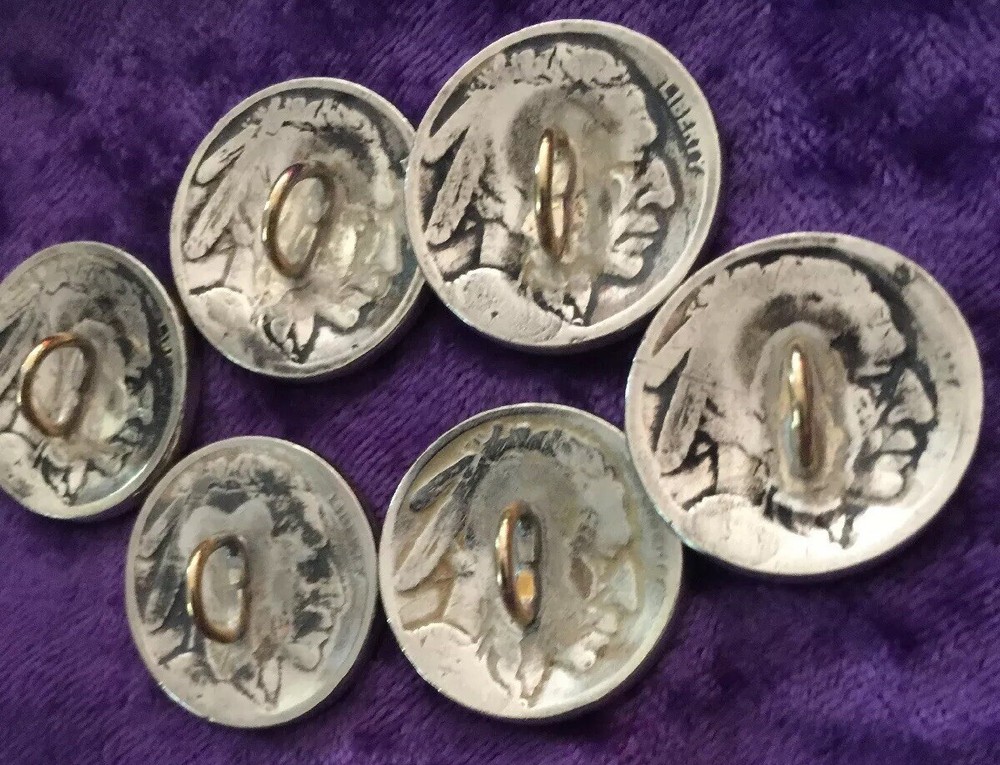 Six Great Looking Authentic Buffalo Nickel Buttons