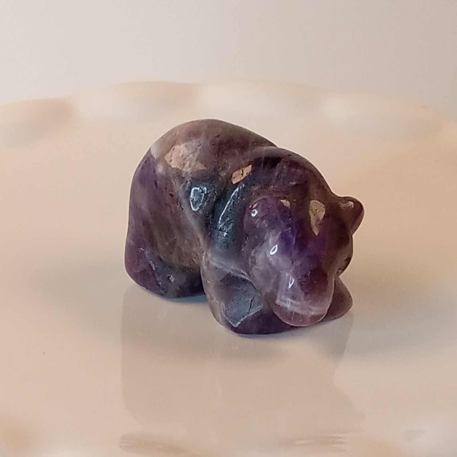 Dream Amethyst Crystal Bear Carving Purple Stone Animal 24g | E59