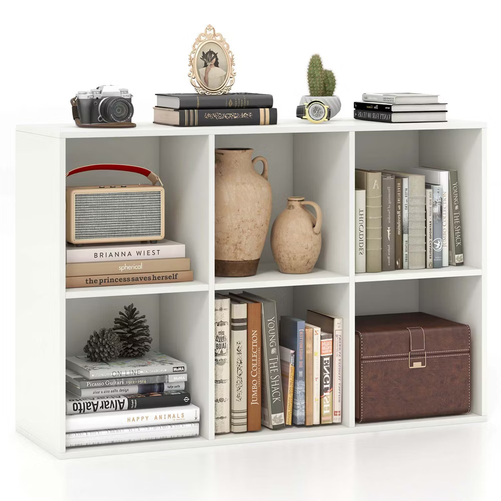Costway 6-Cube Bookcase Modern 3-Tier Storage Organizer Horizontal
