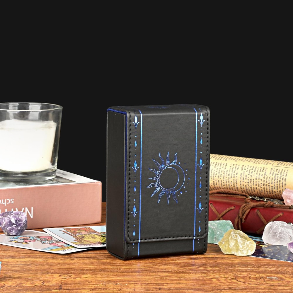 PU Leather Tarot Card Protective Case, Sun Moon Pattern Design Tarot Deck Sto...