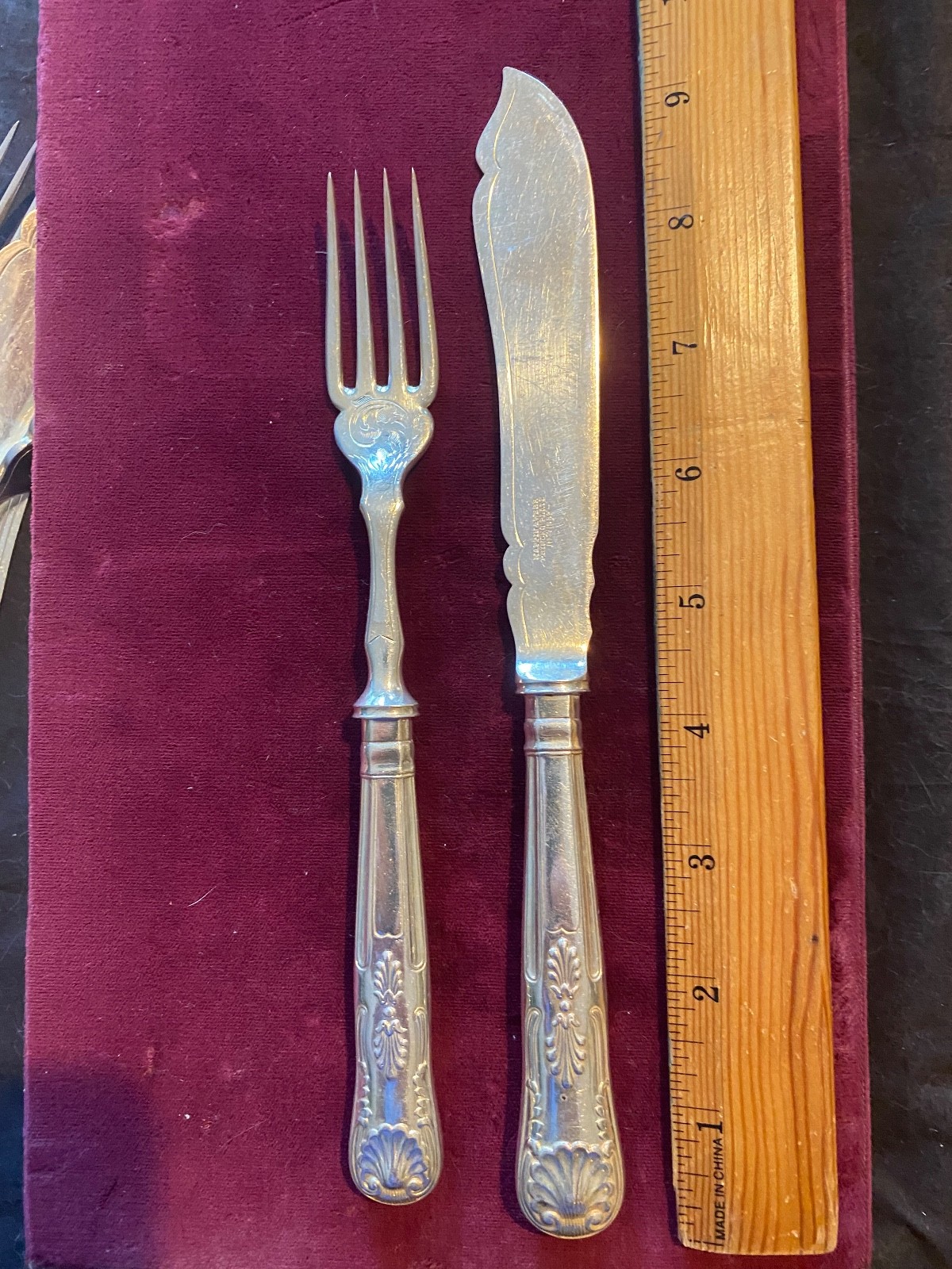 MAPPIN AND WEBB SILVER PLATE ENGLISH SET 5 FISH FORKS AND KNIVES 10 PCS. S/P