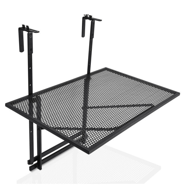 Patiojoy Folding Hanging Table Adjustable Balcony Railing Table Patio Deck Black