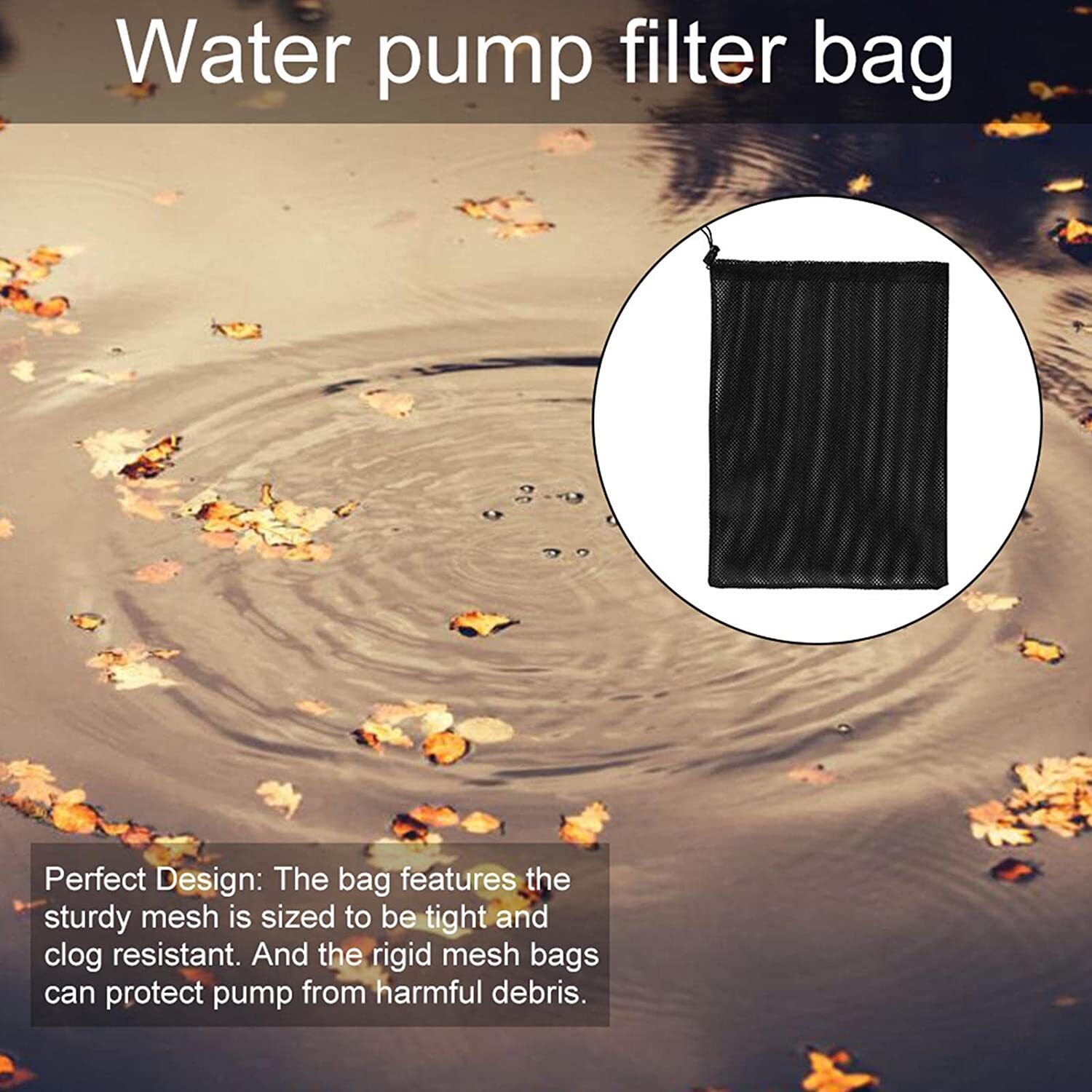1/4Pc Water Pump Filter Net Tear Resistant Drawstring Pond Pump Barrier Mesh Bag
