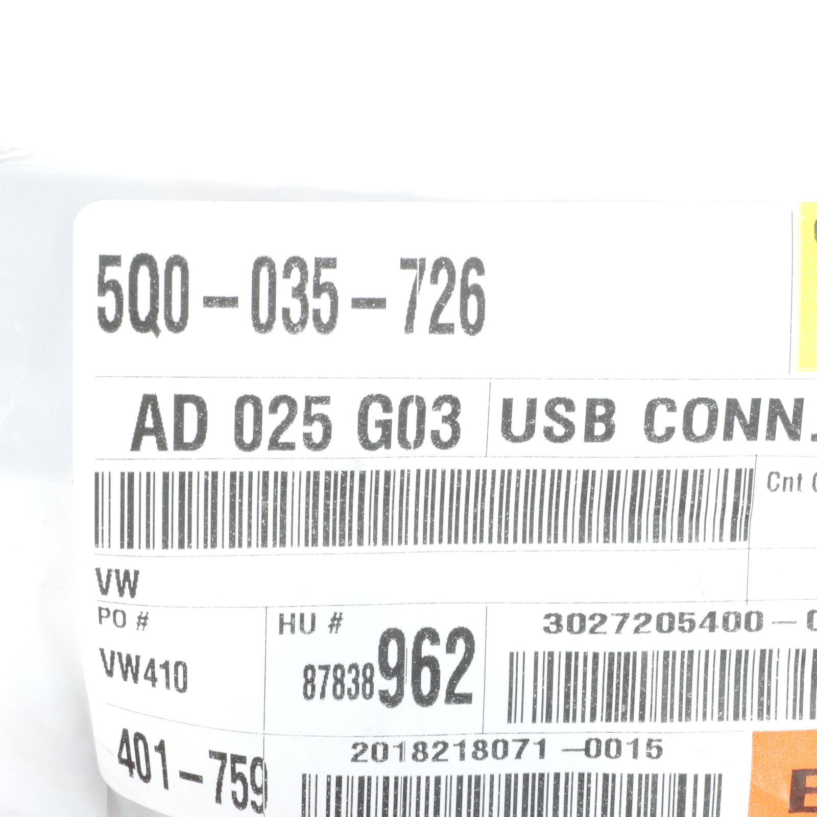 NEW OEM Volkswagen 2018-2021 Atlas USB Port 5Q0-035-726