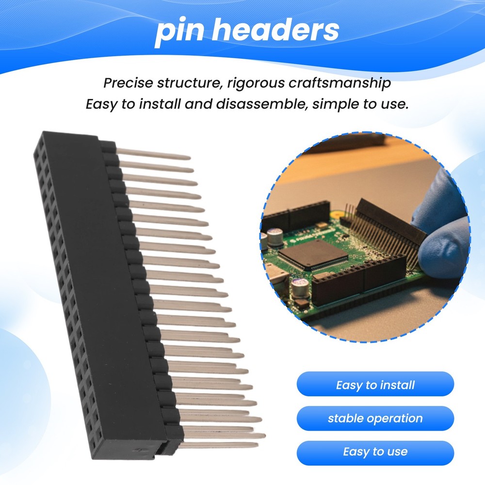 2 x 20 (40 Pin) Stack Head for A+/ B+/ Pi 2/ Pi 3 Extra High Head (Pack 7007