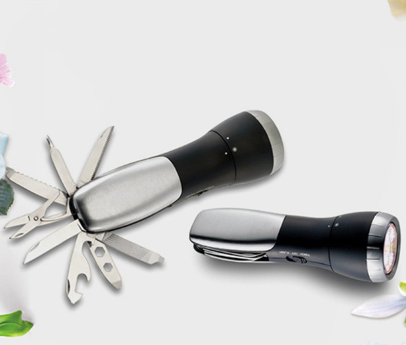 Multi functional stainless steel tool strong light flashlight