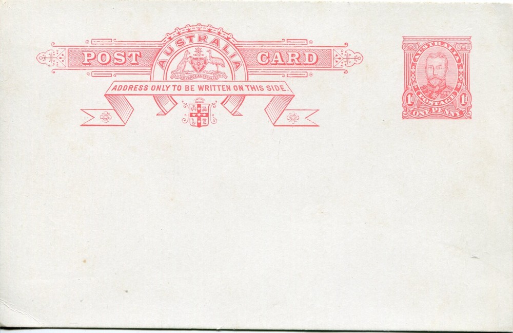 1911 KGV Full face 1d Red - Postcard