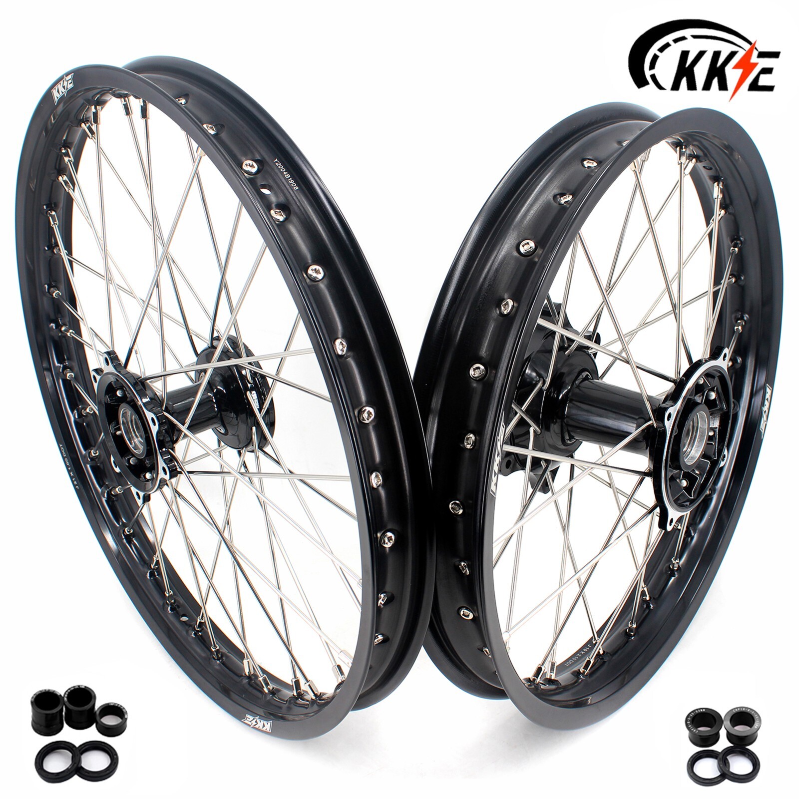 KKE 21/19" Cast MX Wheels Fit Honda CR125R CR250R 1995-2001 CR500R 1996-01 Black