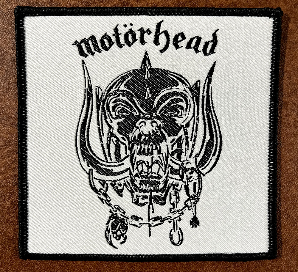 MOTORHEAD LOGO, SEW ON BLACK BORDER WOVEN PATCH