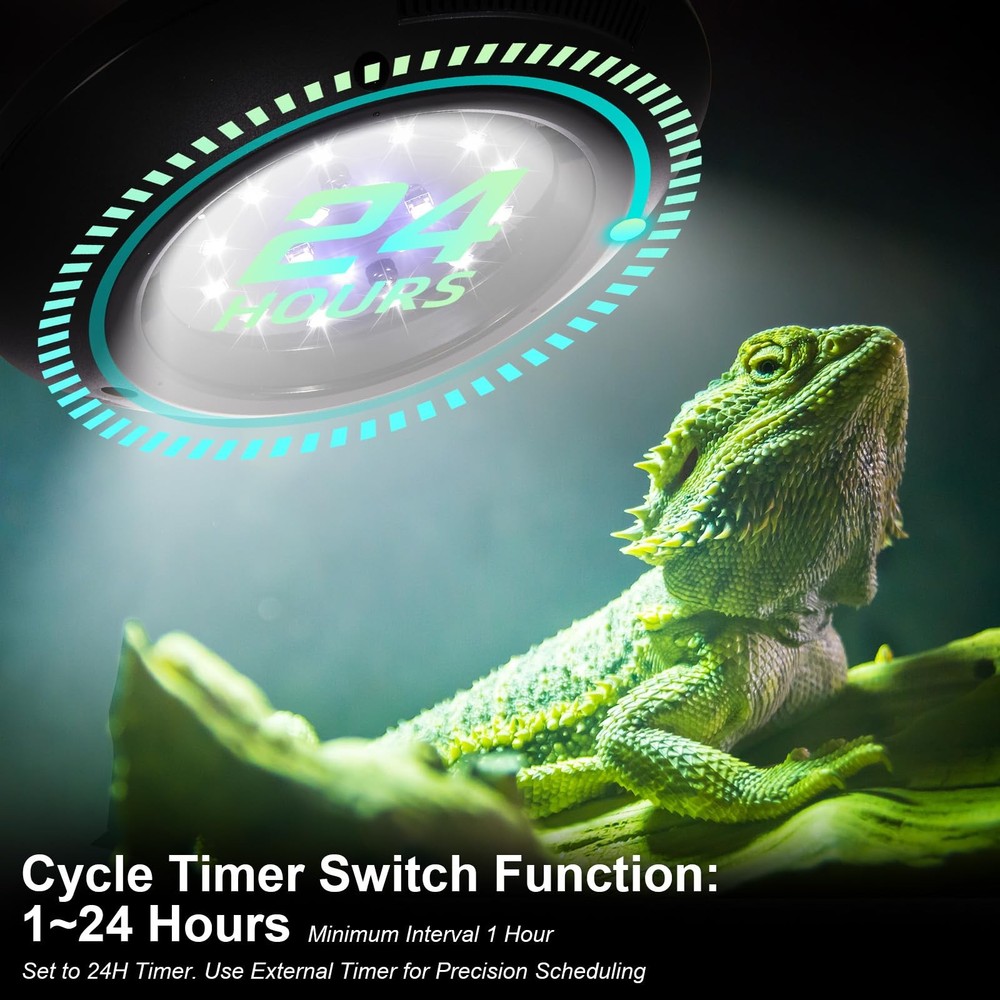 LED UVB Light for Reptiles, 8W UVA UVB Lamp – Timer Switch, Adjustable Bright...