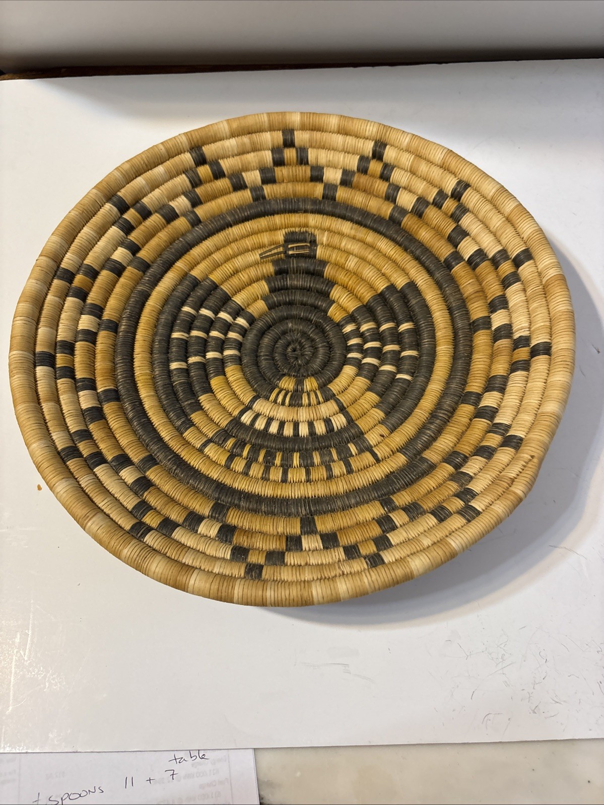 Antique Hopi Indian Coiled Basket Crow Mother  12" diameter