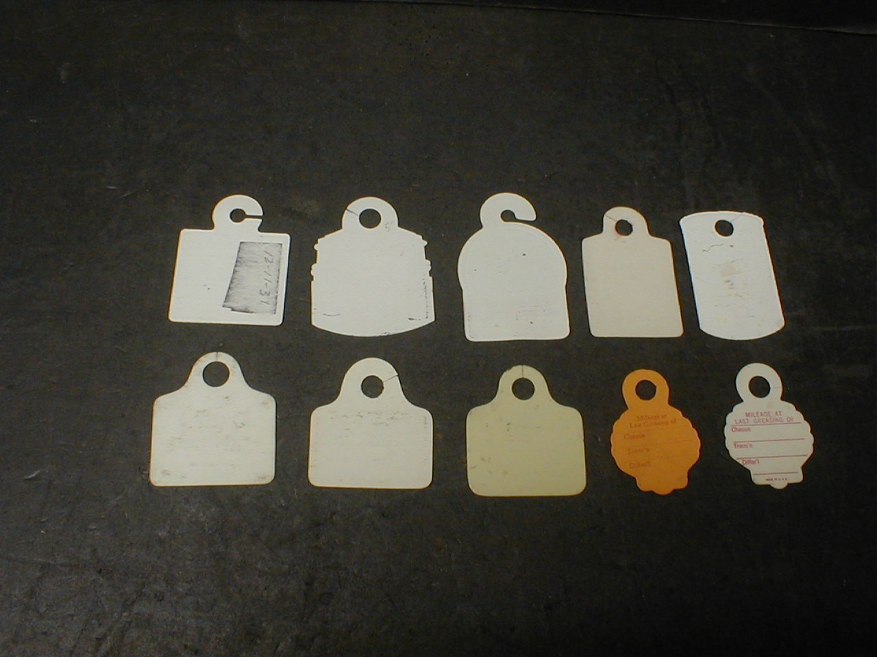 10 lot VINTAGE MOTOR OIL COMPANIES OIL CHANGE & LUBE DIPSTICK TAGS