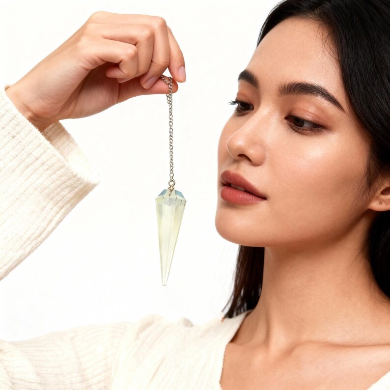 Premium Quality Opalite Pendulum with Silver Chain | Handmade Cleansing Tool