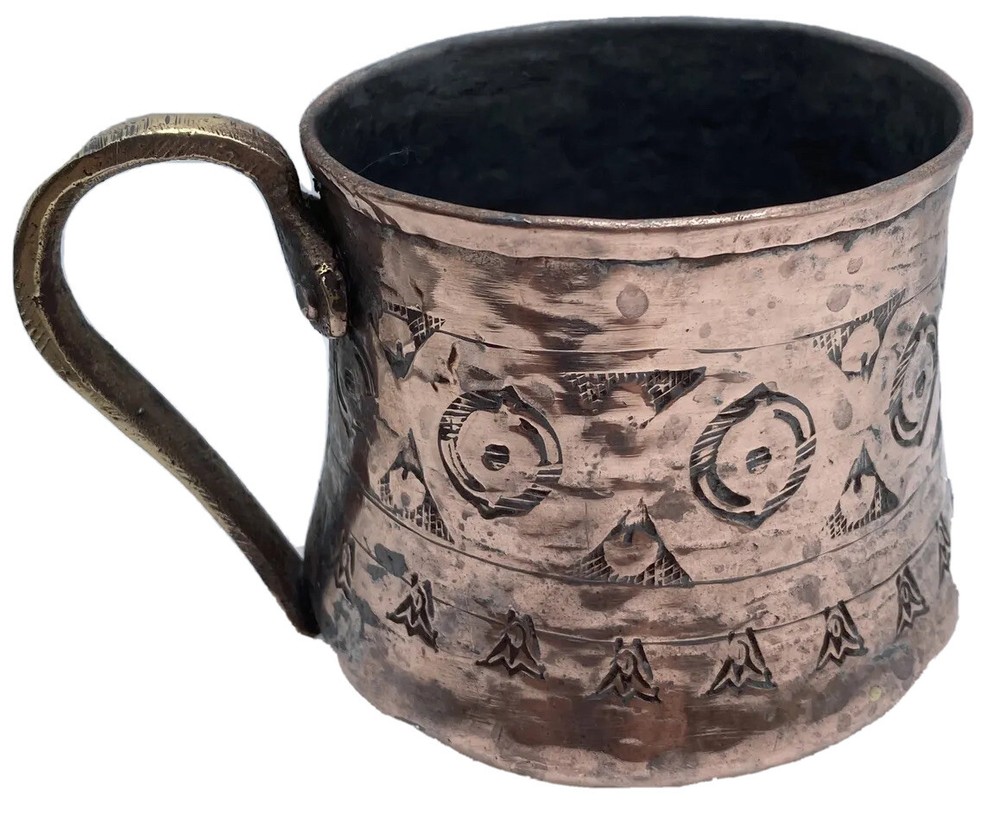 19th Century Tinned Copper Mug Turkey