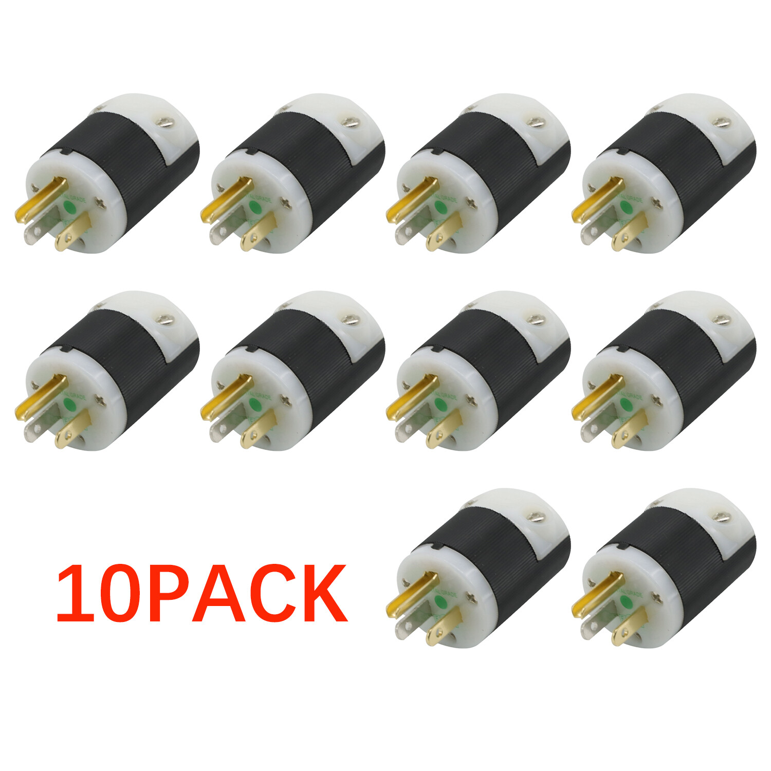 LOT 10x HBL5266C For AC Male Edison NEMA 5-15P Plug 15A 125V Connector CL/BK