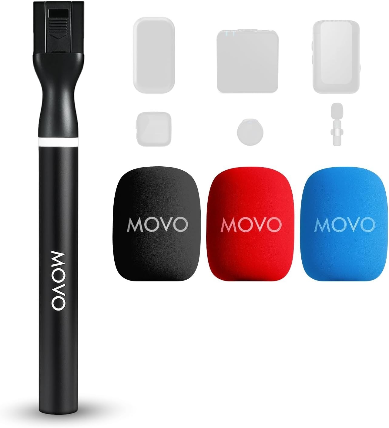Movo WMX-HM2 Wireless Microphone Handle Handheld Interview Grip with Mic Holder