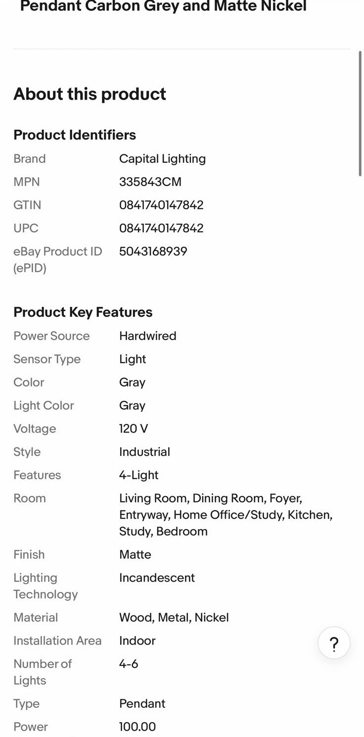 Capital Lighting 335811CM Industrial Pendant Light Carbon Gray Nickel 27in