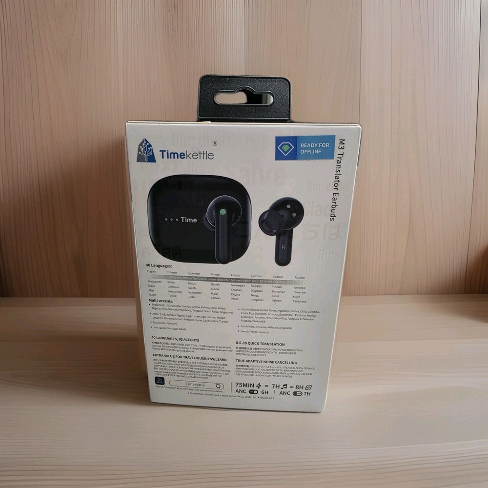 Timekettle M3 Translator Earbuds, Two-Way Device with App, 40 Languages