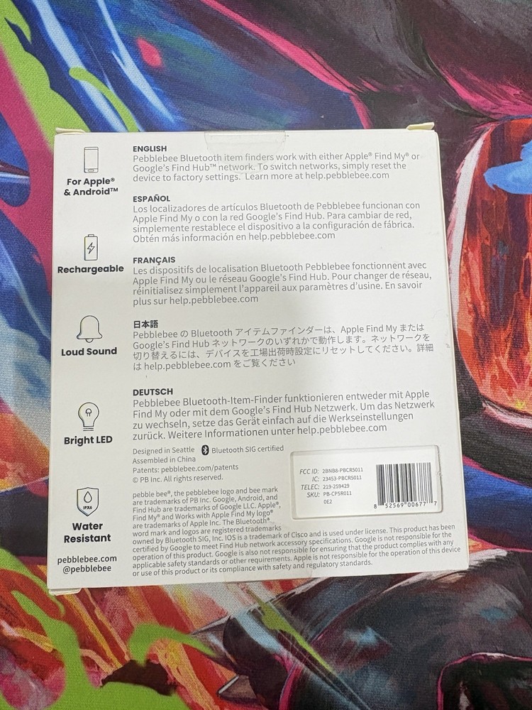 NEW Pebblebee Clip 5 Graphite - Rechargeable Tracker - Works with Apple &Android