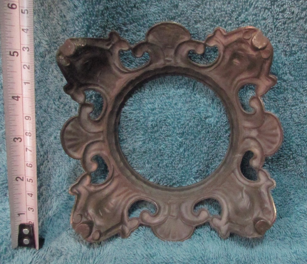 6⅝" Round Ornate Victorian or Rococo Style BRASS LAMP BASE w Scrollwork & Shell