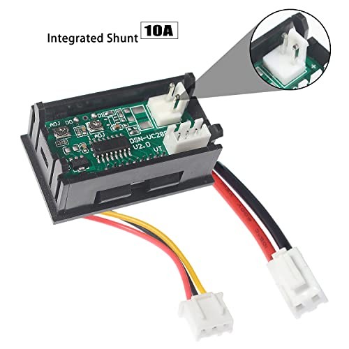 LED Digital Voltmeter Ammeter, Mini DC Digital Multimeter 100V 10A, Blue Red