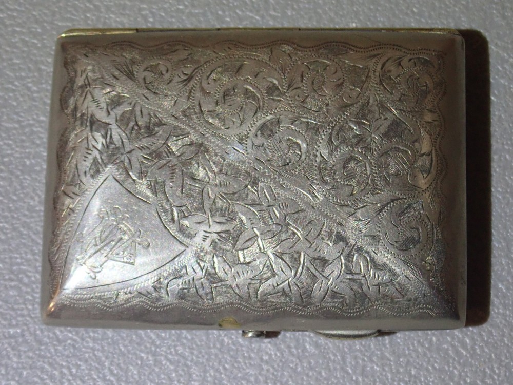 1907 Silverplated Cigarette Case, Excellent Condition, Inscribed