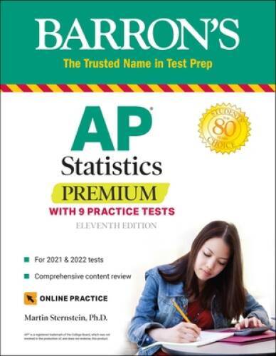 AP Statistics Premium: With 9 Practice Tests (Barron's Test Prep) - VERY GOOD