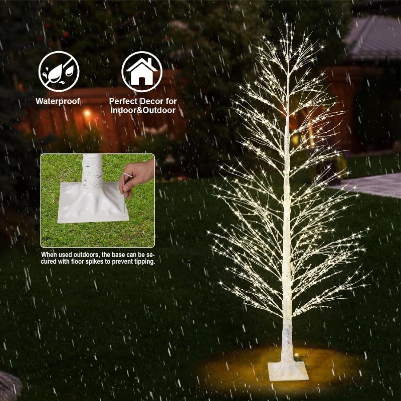 6FT Enchanting Birch Tree with 1300 LED Lights, Twinkle Light White