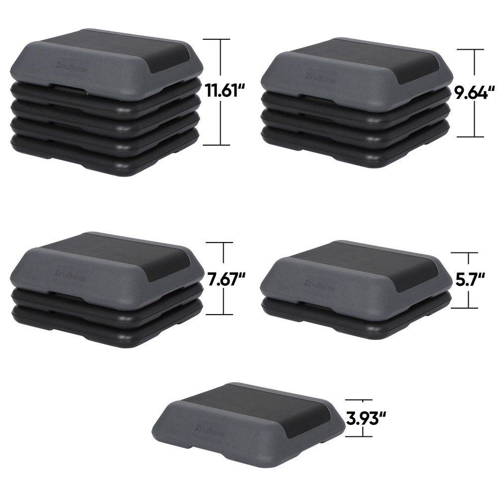 16" x 16" Adjustable Height Stepper Square w/ 4 Risers Workout Aerobic Platform