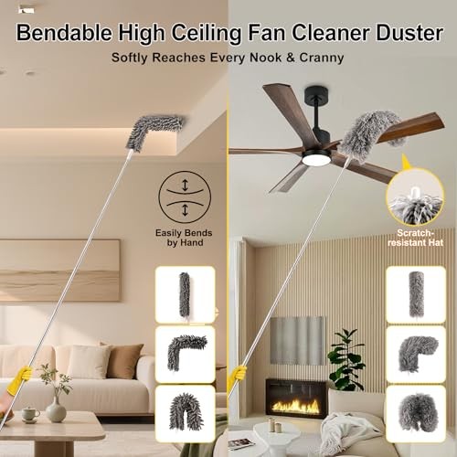 Microfiber Feather Duster 5-in-1 Kit, Dusters for Cleaning, Duster with A Gray