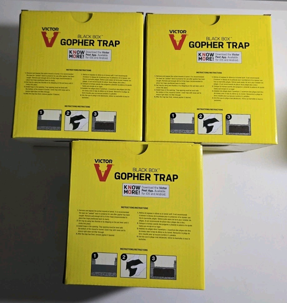 3 Pack Victor Black Box Gopher Trap Easy Safe Durable Reusable