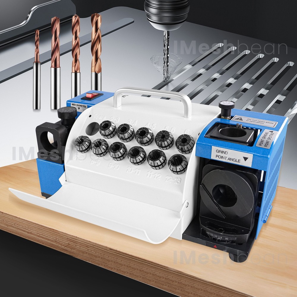 3-13mm Drill Bits Sharpener 95°-135° Bits Grinder Sharpener w/11 Collets 2 Wheel